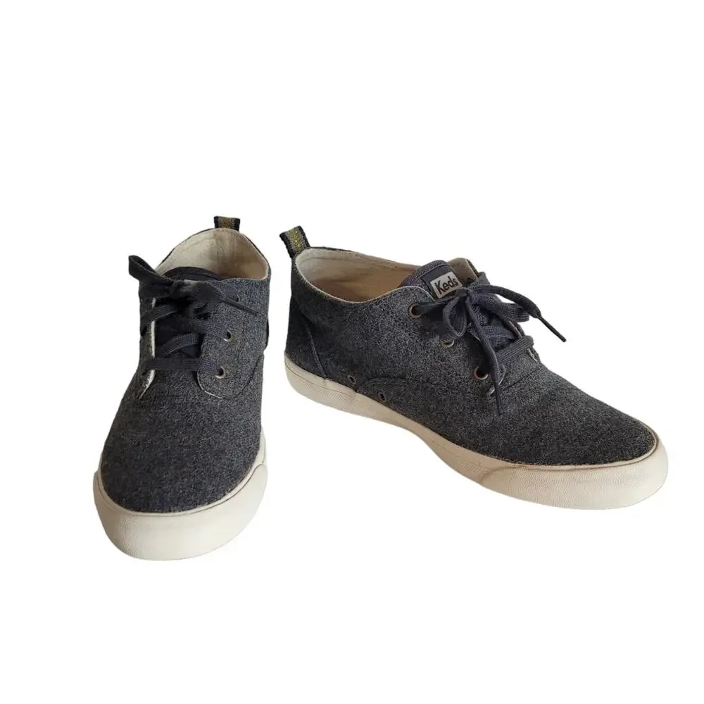 KEDS Woman's Size 10 Grey Wool Lace Up Memory Foam Canvas Sneakers Shoes